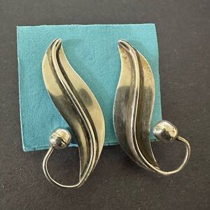 Vintage Silver Leaf Earrings